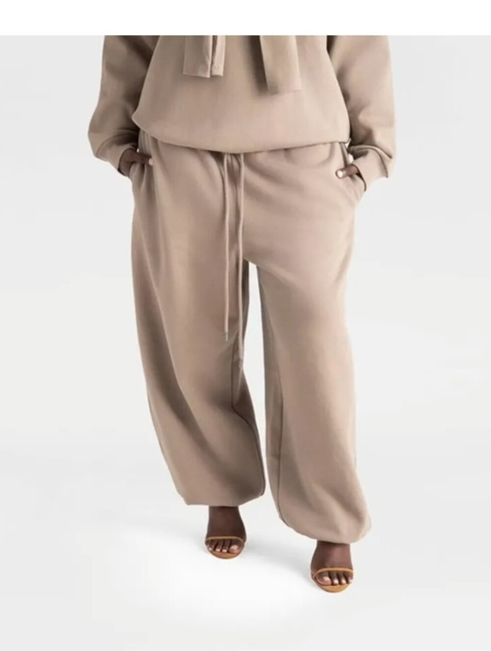 KBB by Kahlana Women's High-Rise Straight Leg 'The Dwayne Sweats Tan Size 1X